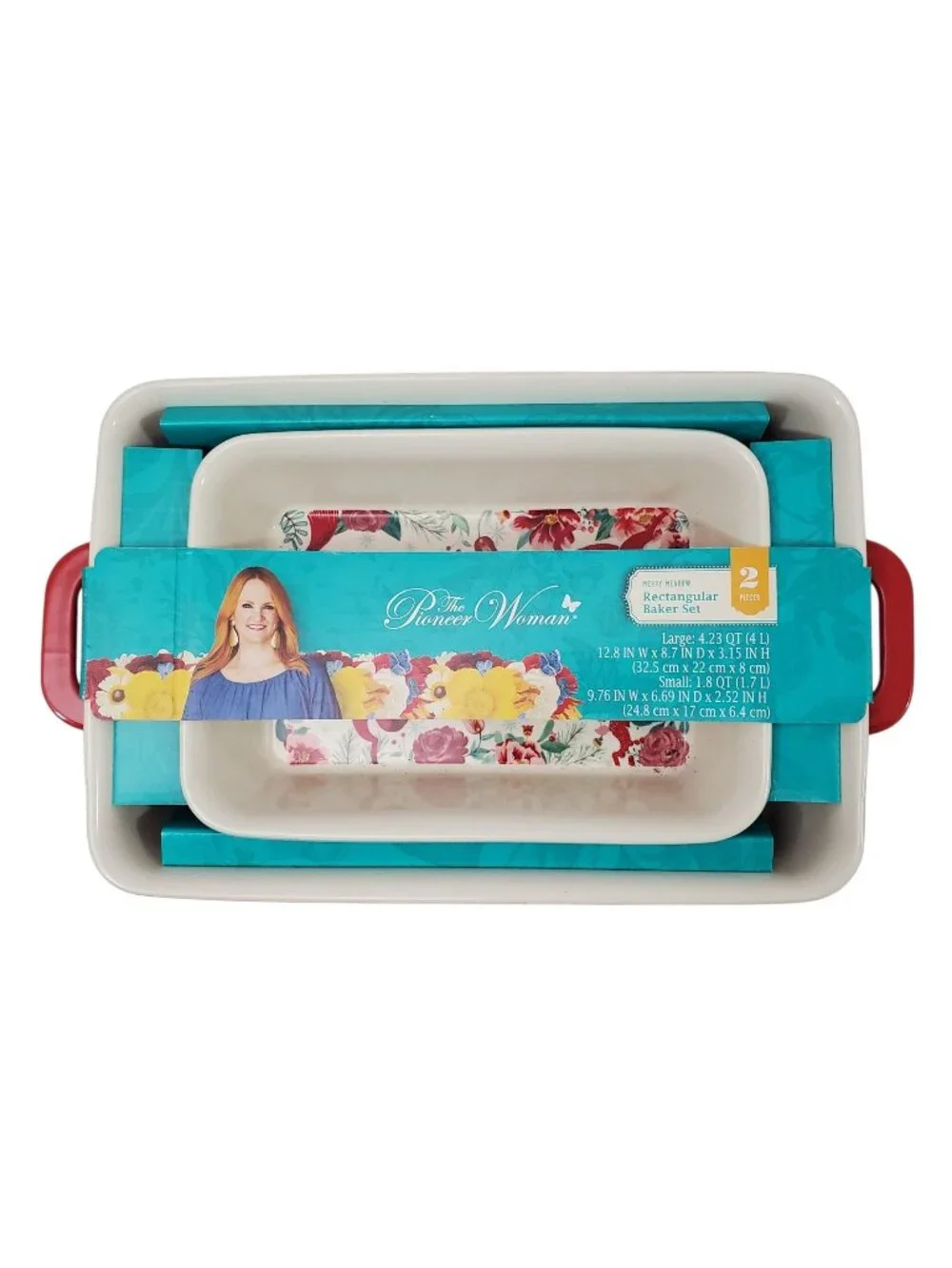 The Pioneer Woman Merry Meadow X-Mas 2-Piece Floral Rectangular Baker Set Stonew